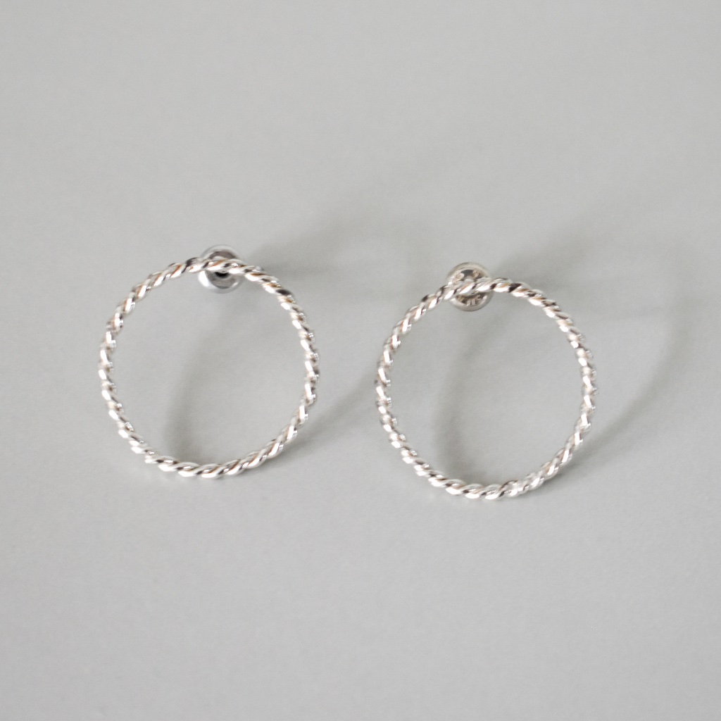 Silver Hoop Stud Earrings 26$